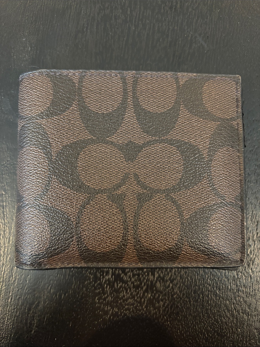 Coach Brown Signature Canvas Bi-Fold Wallet
